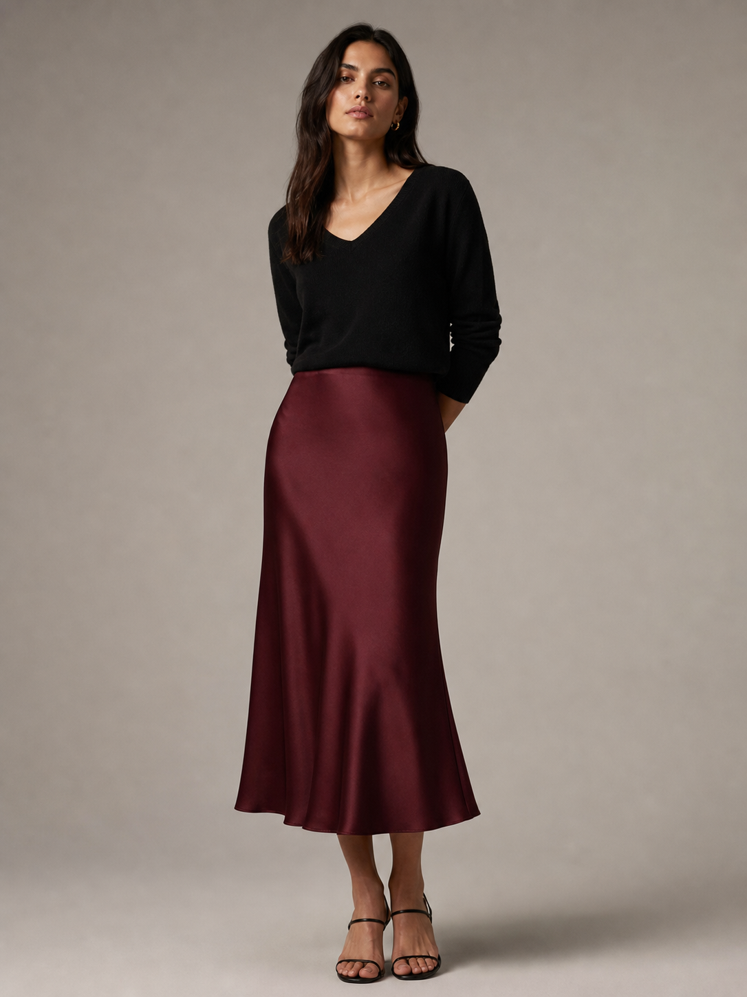 Satin Bias Midi Skirt
