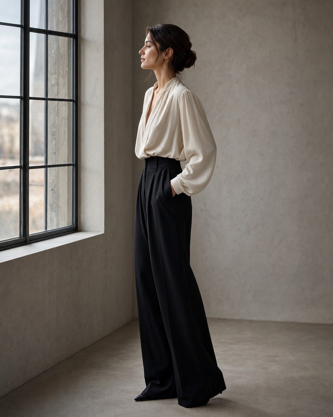 Lumina woman by a studio window